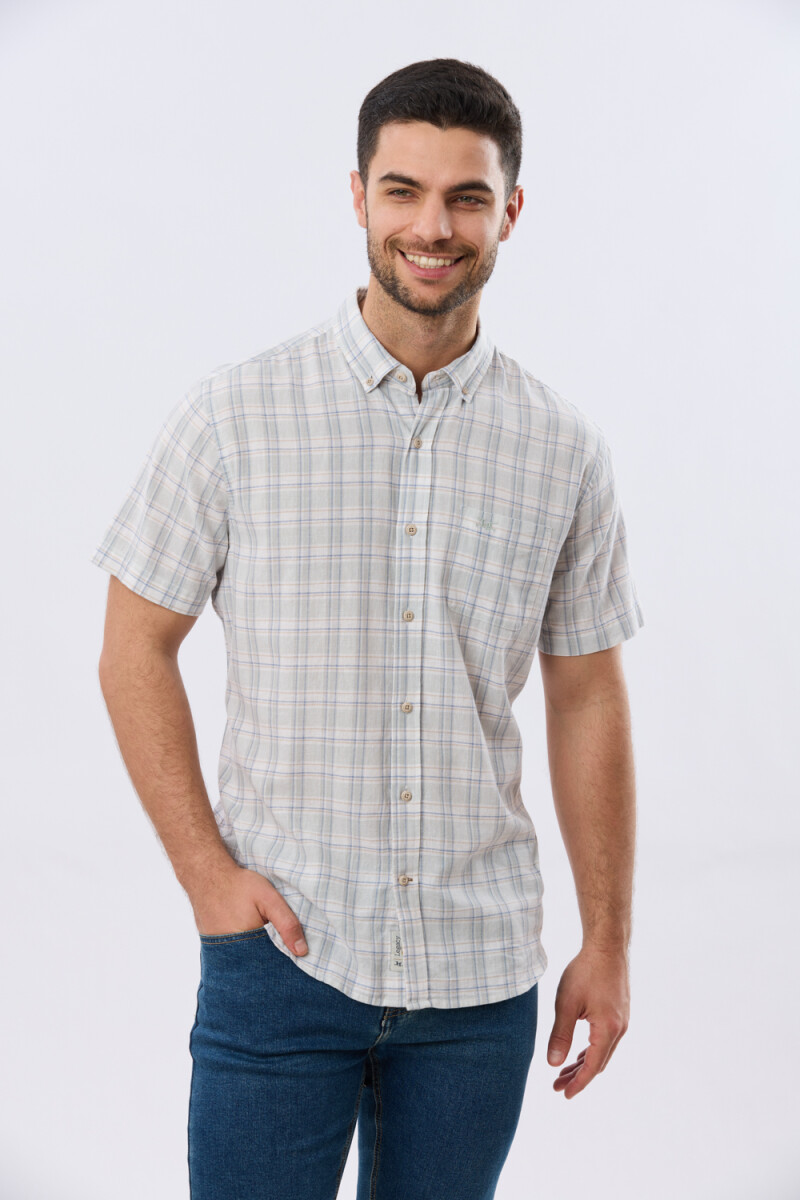 CAMISA CUADROS DE LINO - Verde 
