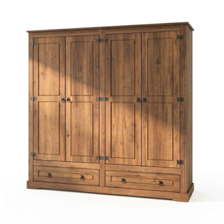 Ropero 4 puertas 2 Cajones Madera Linea mexicana Nogal