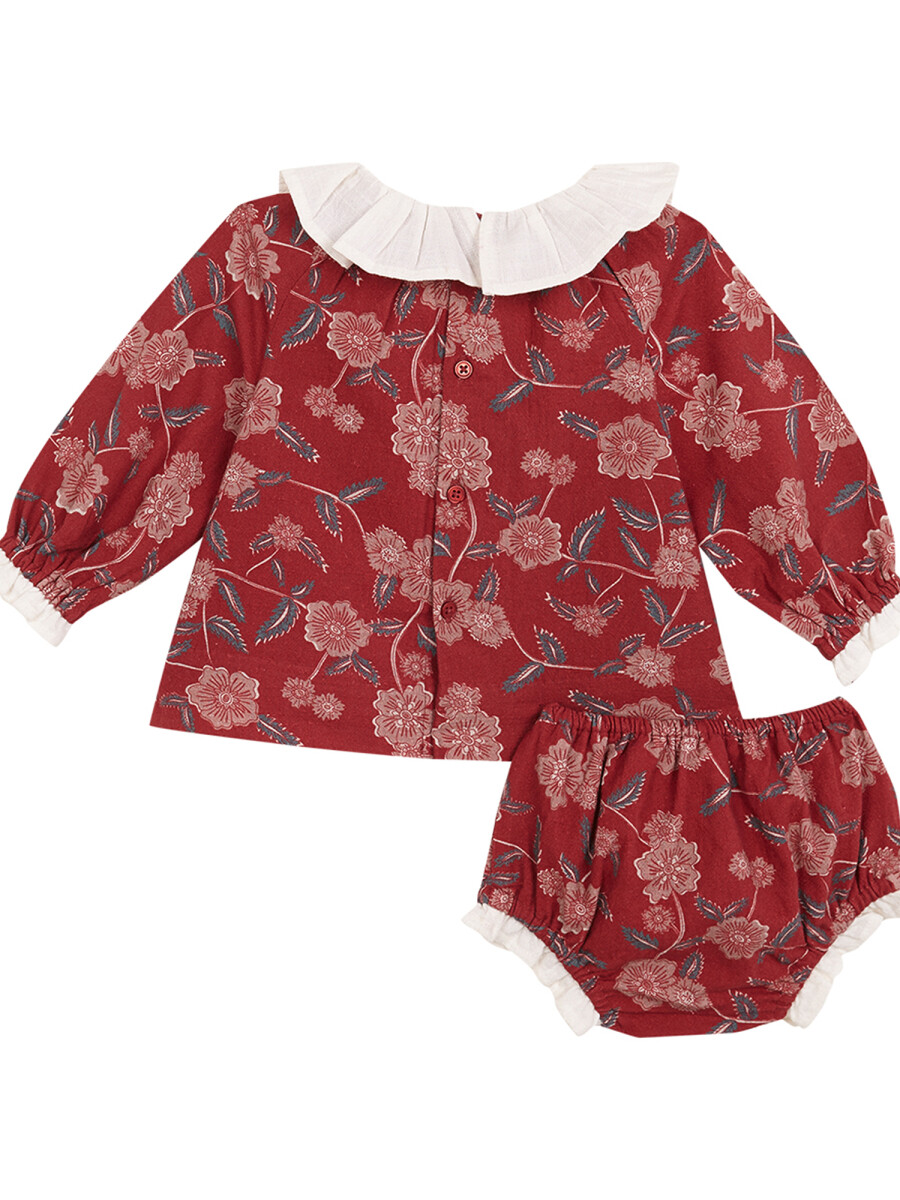 Vestido Estampado Con Granate