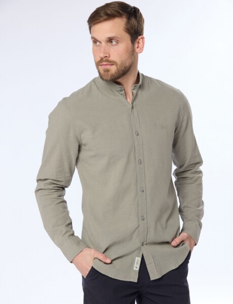 CAMISA DE LINO CUELLO MAO Verde