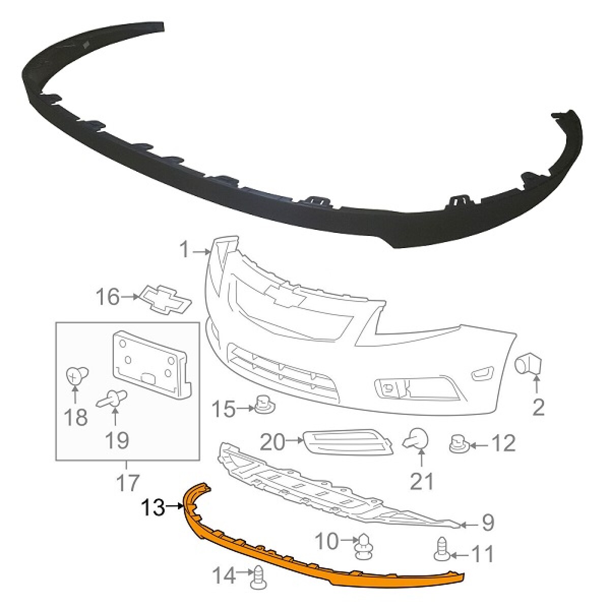MOLDURA INFERIOR PARAGOLPE DELANTERO - CRUZE 