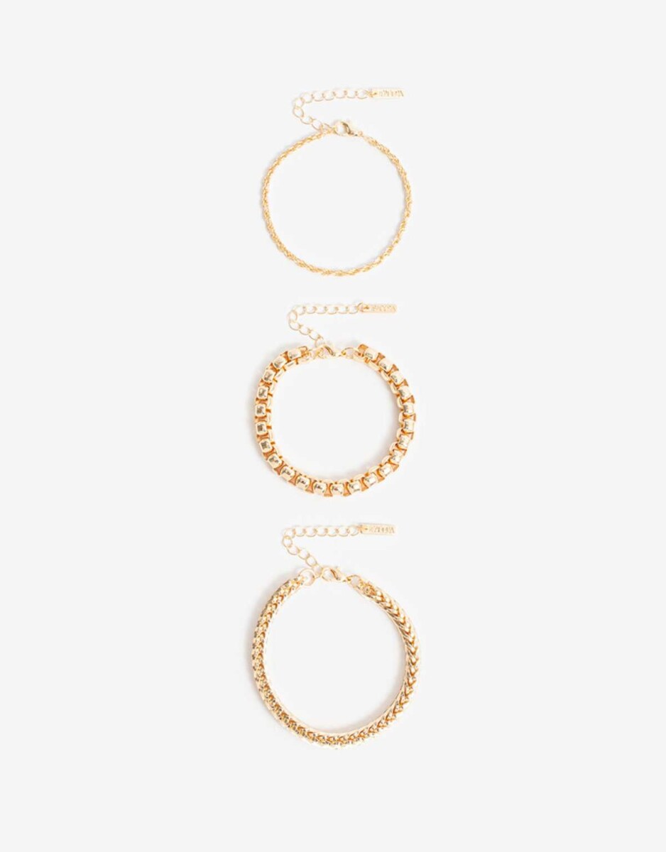 Set De Pulseras Flexibles - Dorado 