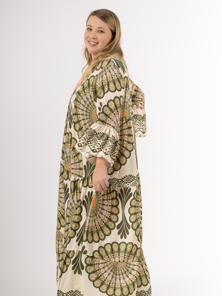 Vestido largo 100% viscosa Made in a Italy Verde