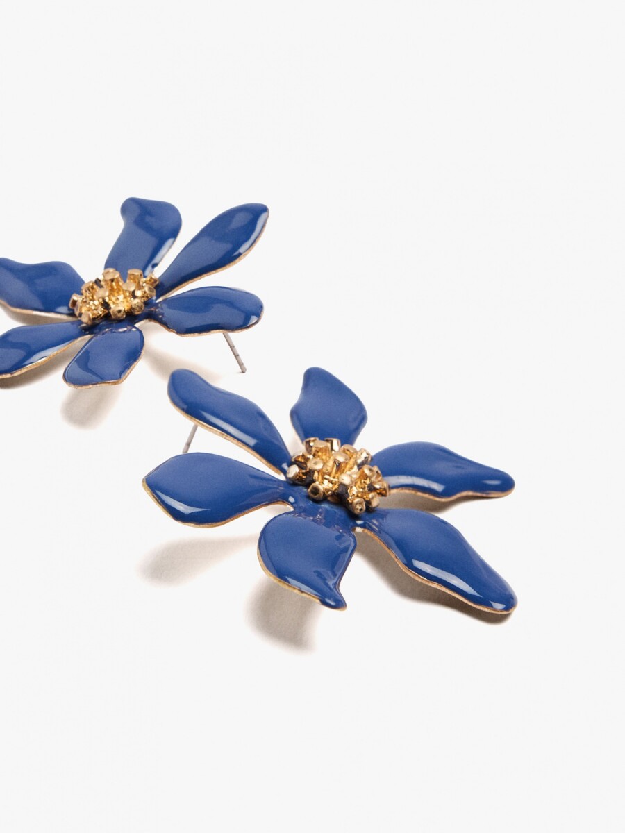 Pendientes Maxi De Flor azul