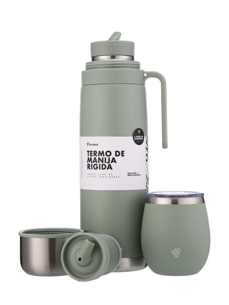 Termo Manija Rigida + Mate Acero Con tapa Oliva