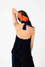 TOP HALTER VELVET Azul