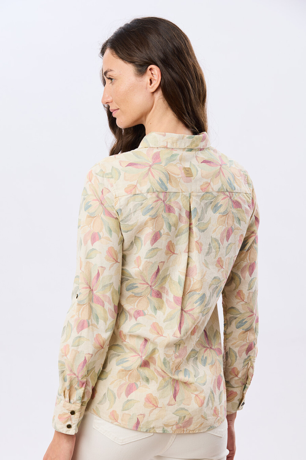 CAMISA DE LINO ESTAMPADA Coral