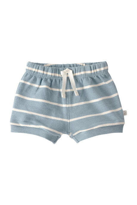 Set dos piezas de algodón orgánico, short y remera, azul y blanco, diseño a rayas Sin color