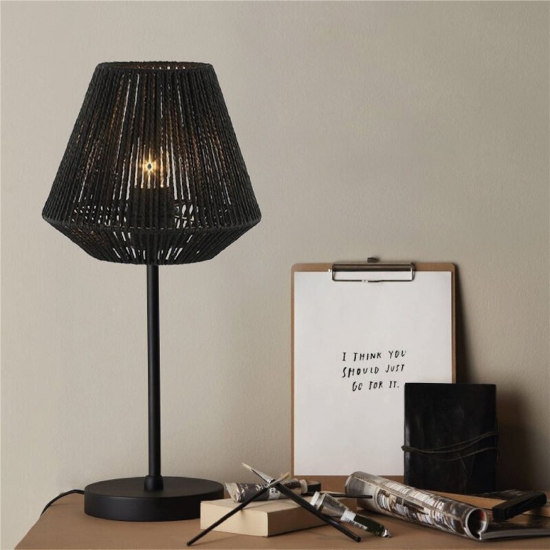 LAMPARA DE MESA D23X47CM TEJIDO/METAL NEGRO LAMPARA DE MESA D23X47CM TEJIDO/METAL NEGRO