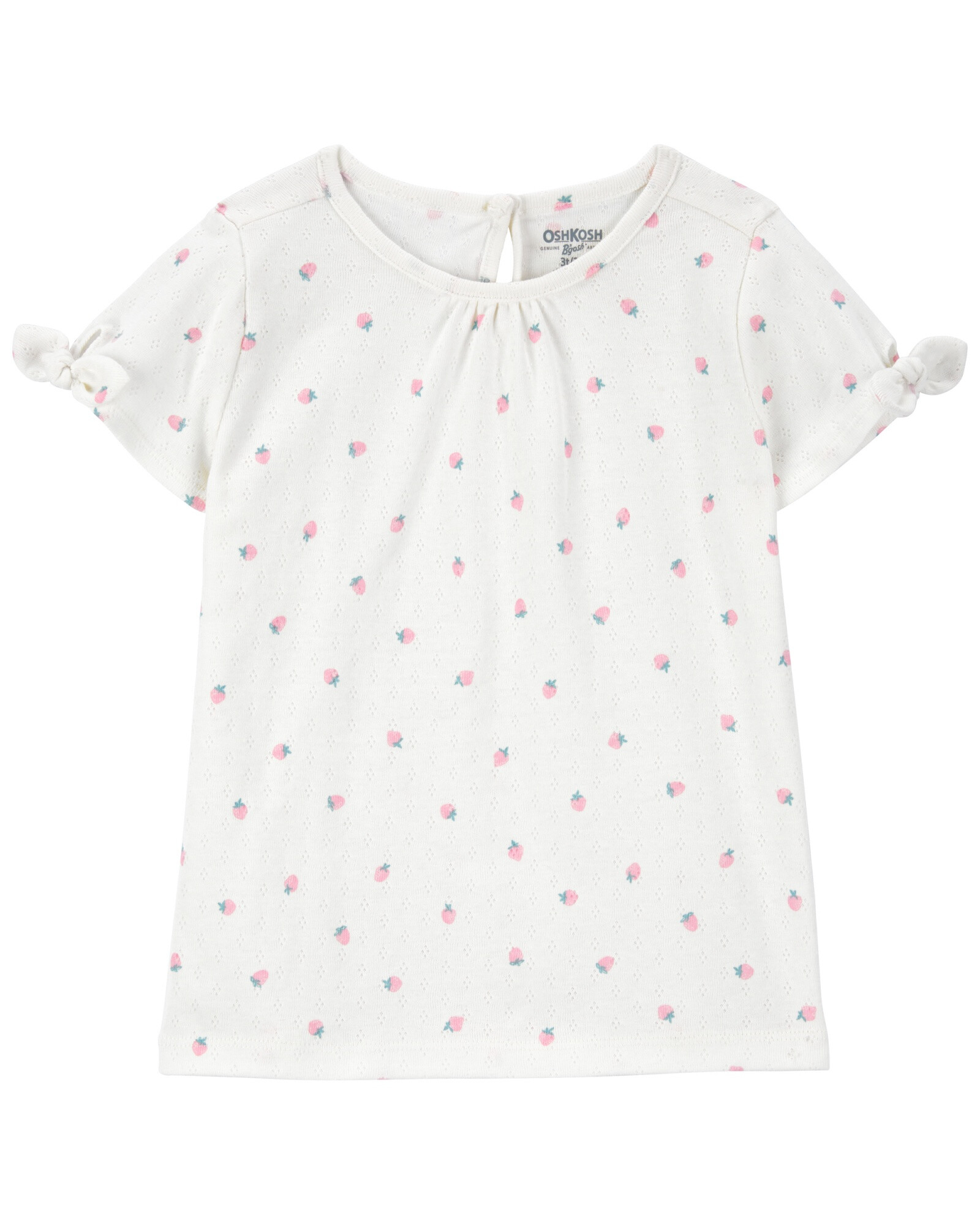 Blusa de algodón, acanalada, con lazos, diseño frutillas Blusa de algodón, acanalada, con lazos, diseño frutillas