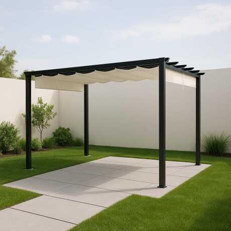 PÉRGOLA ACERO-Y-POLIESTER NATURAL-BEIGE LILAC