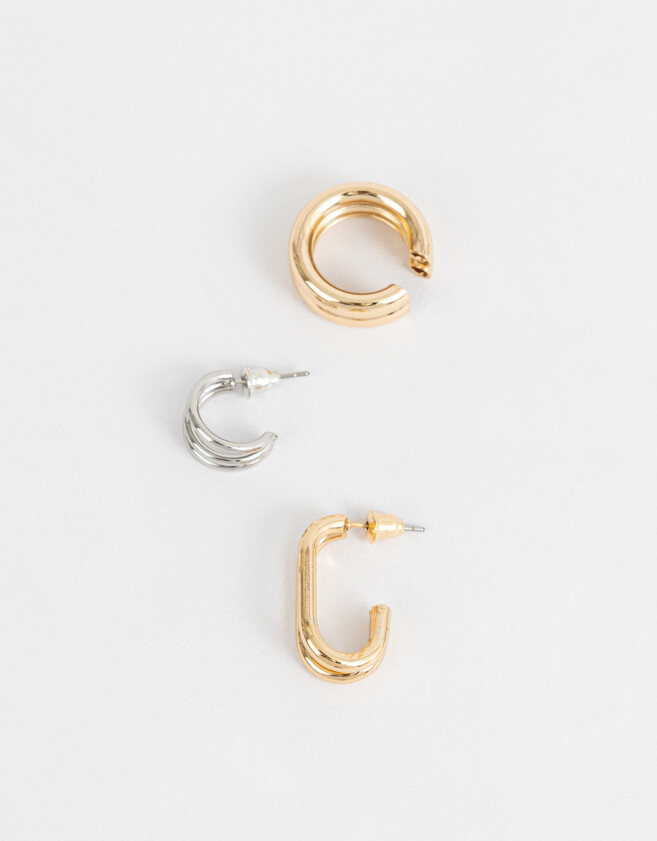Bijou Cuff De metal Set De Aros New Basics - Combinacion Bicolor