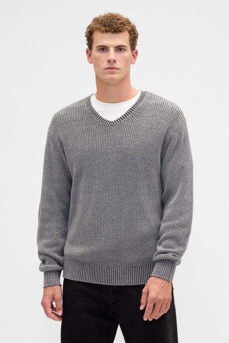 Buzo Cuello V Rib Hombre Pilot Grey