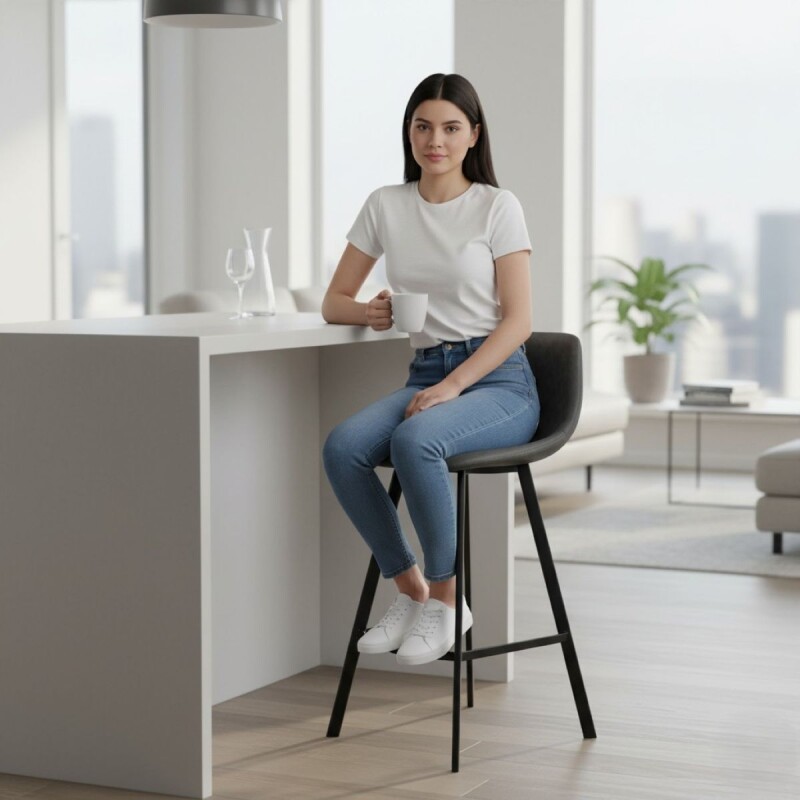 SILLA BAR CUERINA GRIS 42X45X96CM Unica