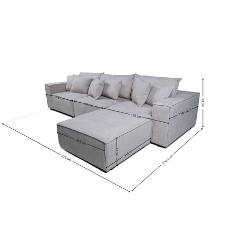 Sofá Modular Maia (4 módulos) - Tela Microfibra 18008 (Beige)