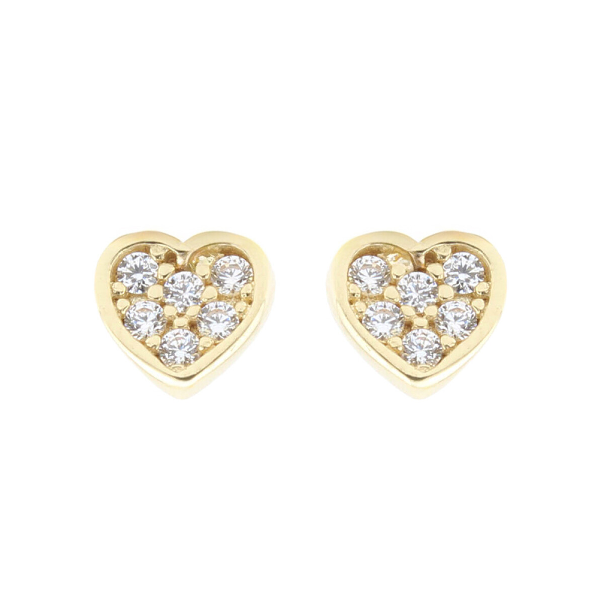 Caravanas Corazón chico de oro amarillo 18k con circonias 