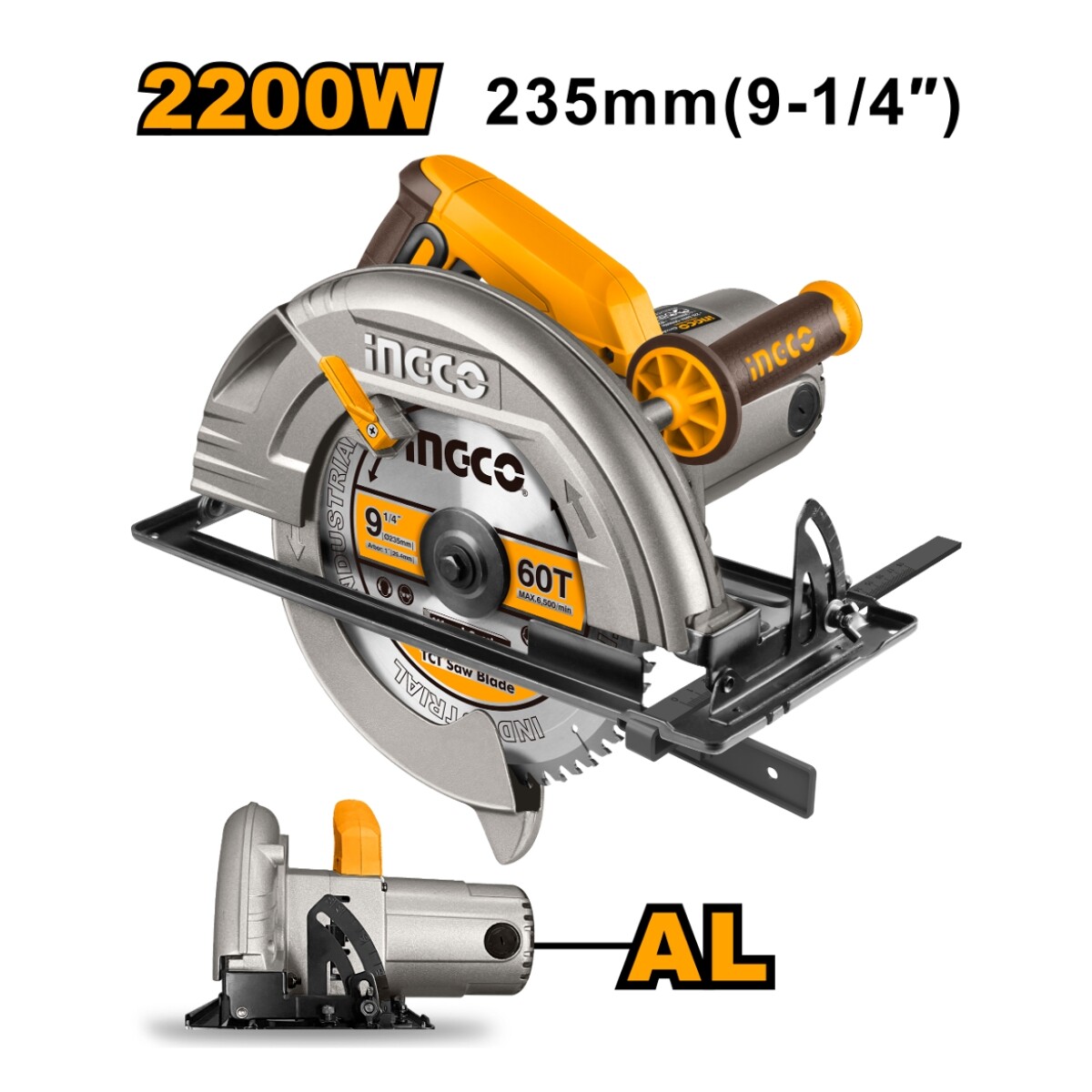 Sierra Circular Industrial de Mano Ingco CS2358 Disco 9¼ 2200W 