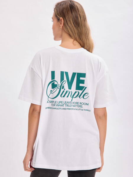 Remera oversize Estampa Live Blanco