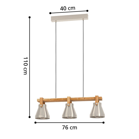 Lámpara colgante metálica con 3 luces E27 CAWTON EG4338