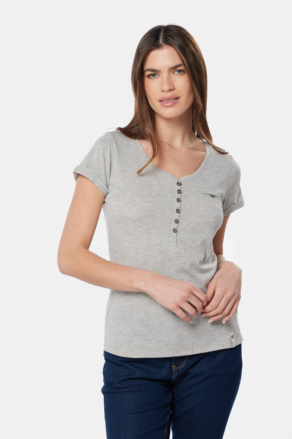 REMERA CON BOTONES Gris