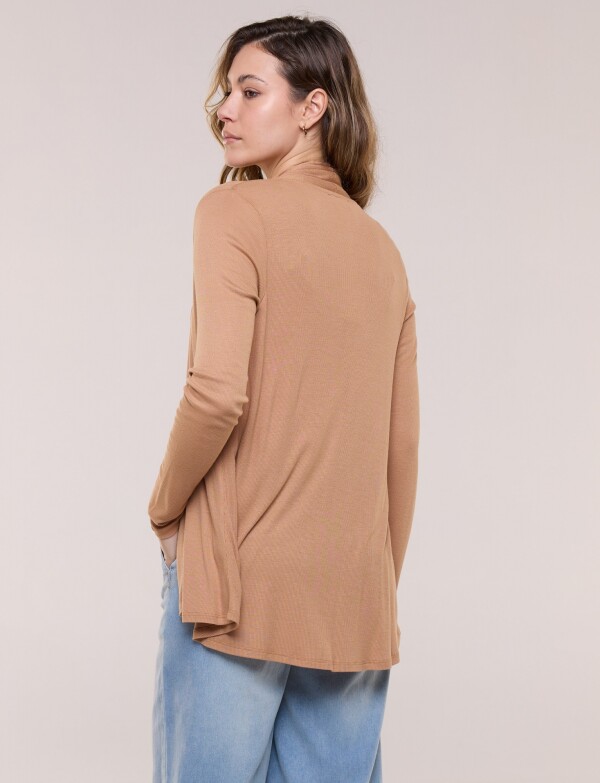 Cardigan De Punto Acanalado TOSTADO