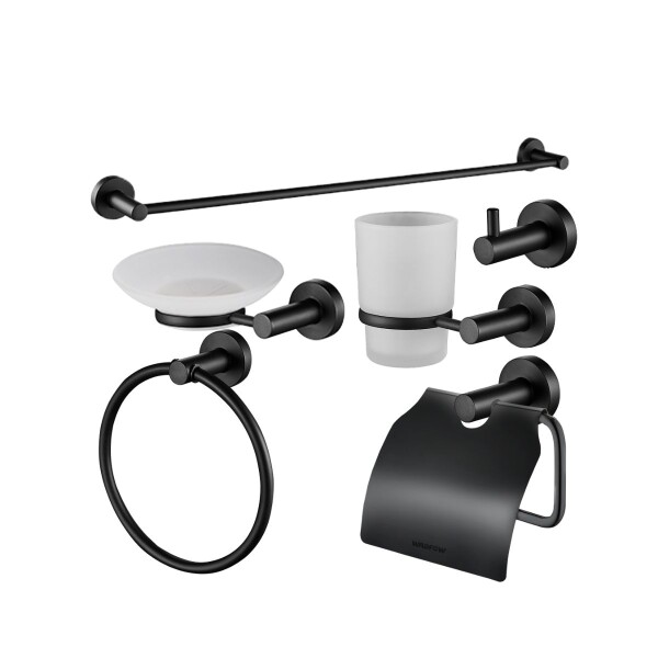 SET ACCESORIOS DE BAÑO NEGRO WADFOW Set Accesorios De Baño Negro Wadfow