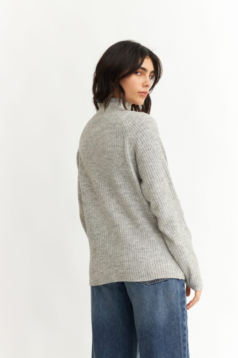 Sweater media polera GRIS CLARO