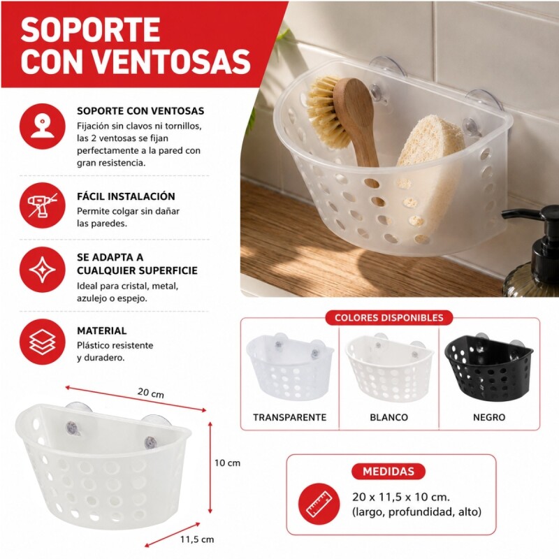 Soporte con ventosas TRANSPARENTE