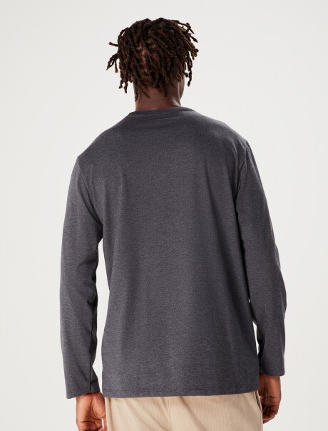 CAMISETA BÁSICA MASCULINA MANGA LARGA SUPER COTTON GRIS OSCURO