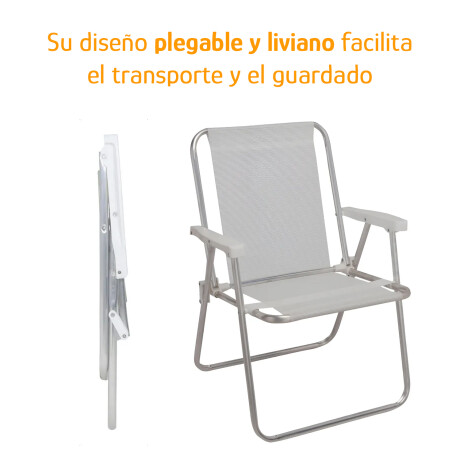 Silla Alta Aluminio Reposera Mor 110 kg Plegable Sannet Blanco