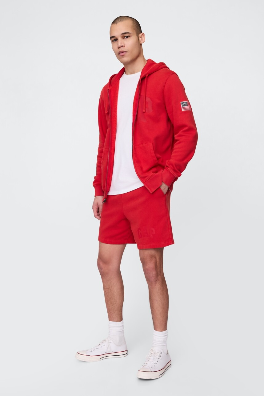 Short Sin Felpa Logo Gap Hombre Modern Red