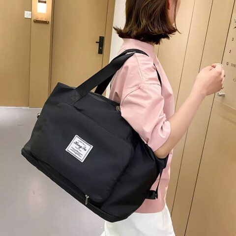 Bolso de viaje impermeable plegable y expandible negro