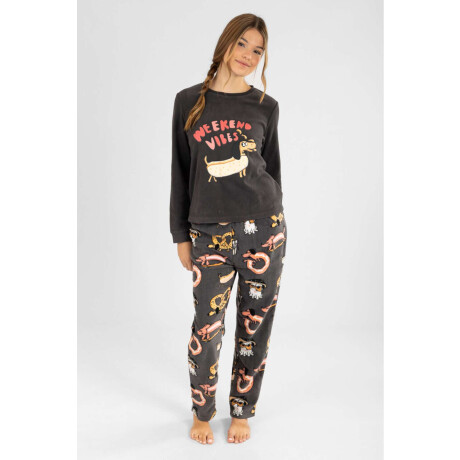 Pijama polar weekend vibes Gris oscuro