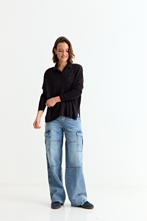 Cardigan con bolsillos NEGRO
