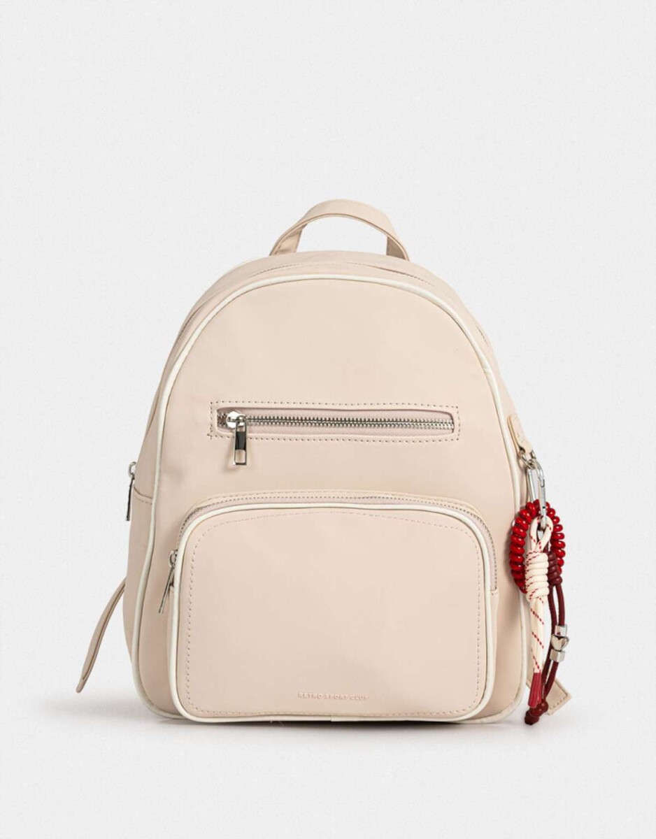 Mochila Cuerina Azul - Blanco Crudo 