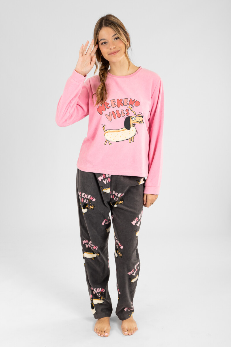 Pijama polar weekend vibes 2 - Rosado 