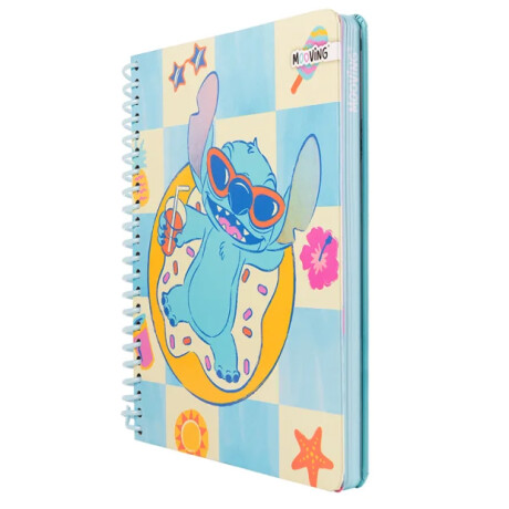 Cuaderno Mooving Premium 1/2 Oficio Stitch en la Piscina