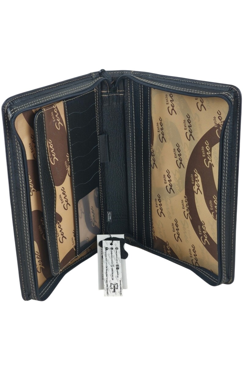 Dosier de Cuero Genuino, Indispensable para Profesionales Modernos. Negro