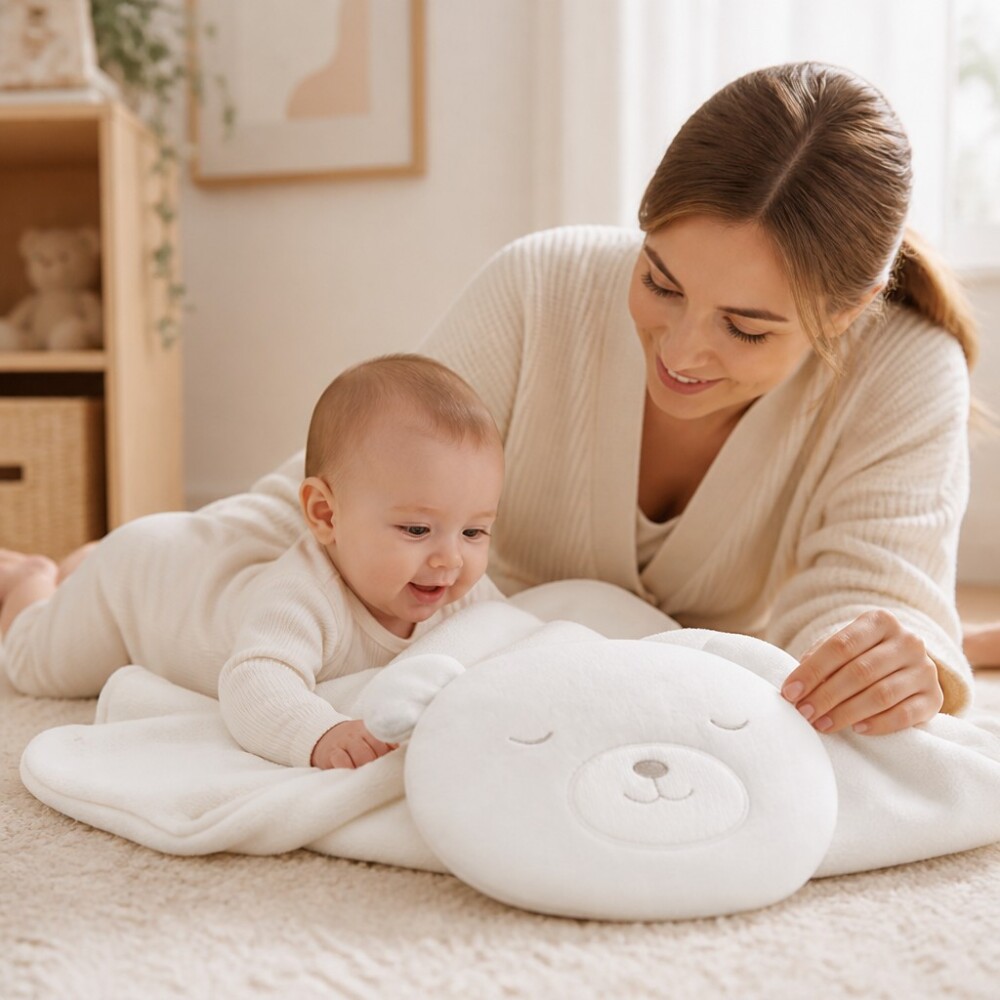 Set almohada y manta bebe BUBA blanco