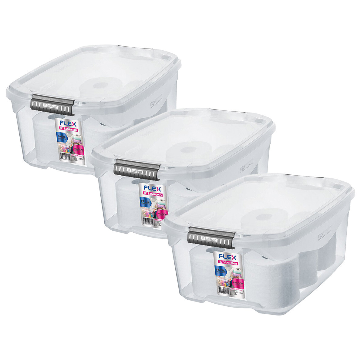 Set x3 Caja organizadora 20 lts - TRANSPARENTE 