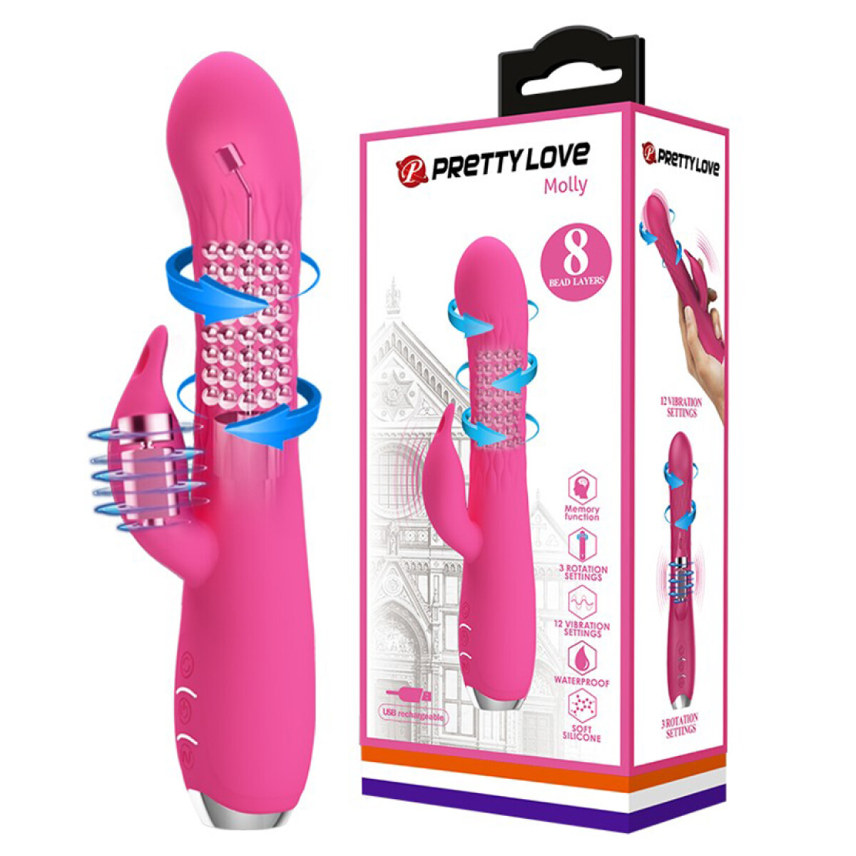 Molly Pretty Love Vibrador Rotador Silicona - Rosa 