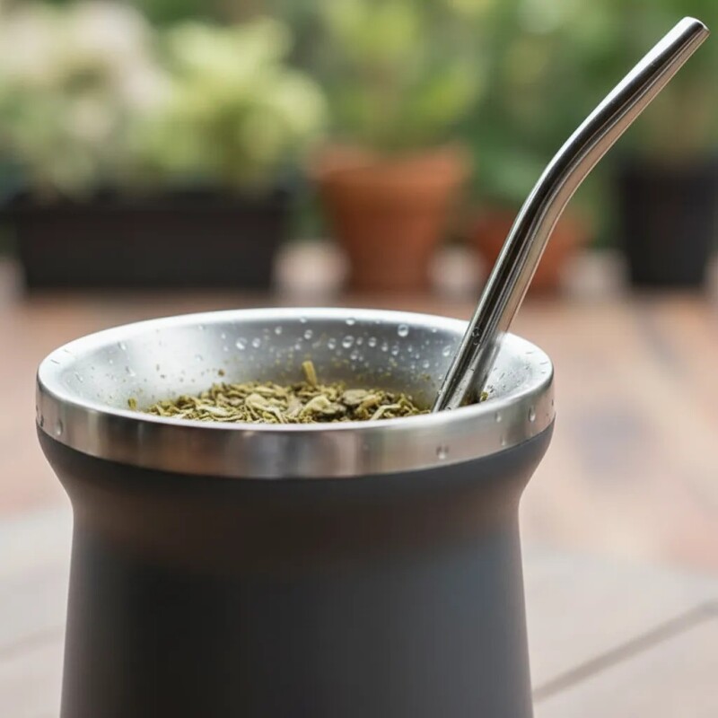 Mate Acero Inoxidable 230ml Con Bombilla Térmico Matera gris