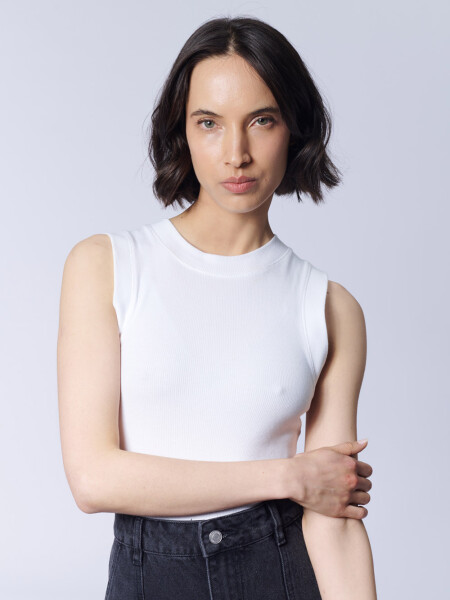 Musculosa rib básica Blanca