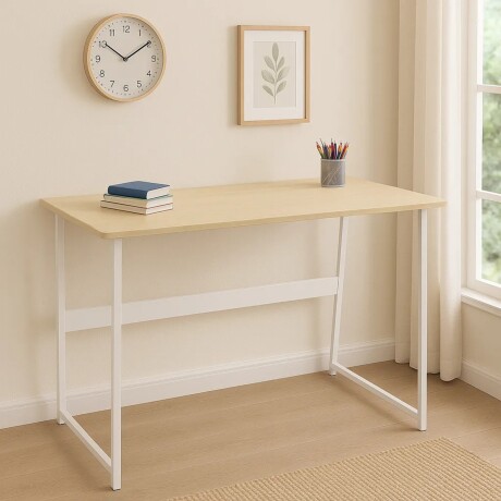 Escritorio en Madera Mdf Y Metal 1,20m X 0,45m Beige