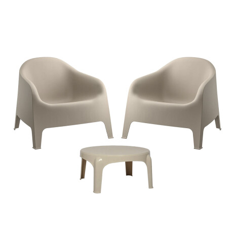 2 Sillones Skarpo + Mesa redonda Puket BEIGE