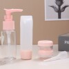 Set Botellas De Viaje Con Tapa Rosa Y Neceser - 7 Piezas - A Set Botellas De Viaje Con Tapa Rosa Y Neceser - 7 Piezas - A