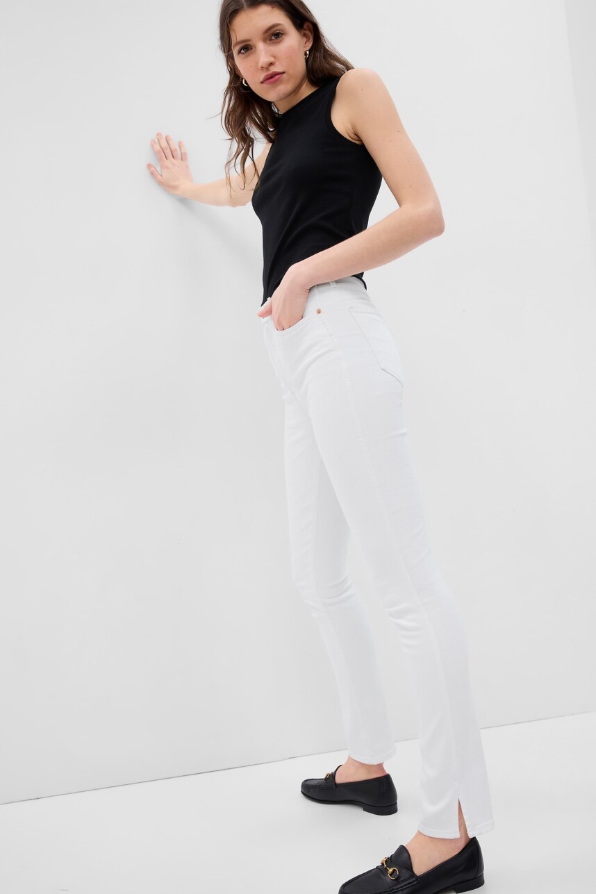 Jean Vintage Slim Tiro Alto Mujer Optic White