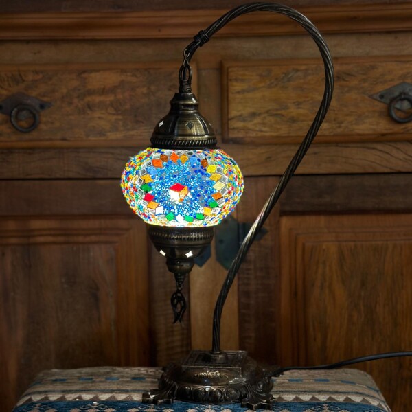 Lámpara vitraux de mesa cuello de cisne multicolorTM12 Lámpara vitraux de mesa cuello de cisne multicolorTM12
