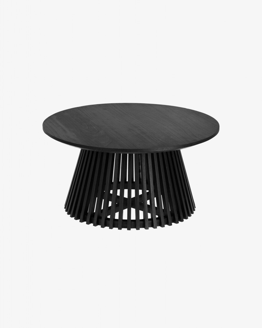 Mesa de centro Jeanette madera maciza de mindi negro Ø 80 cm