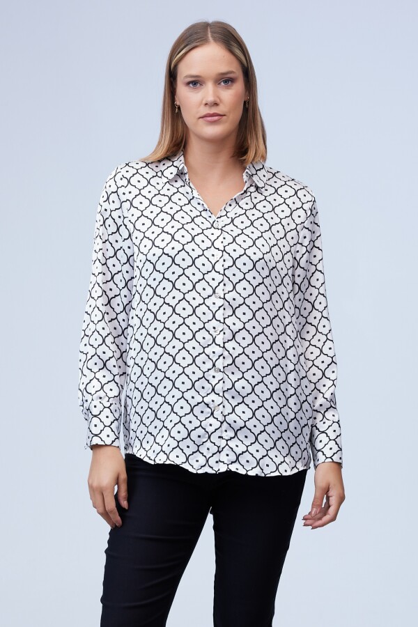 Camisa Satén Print BLANCO/NEGRO